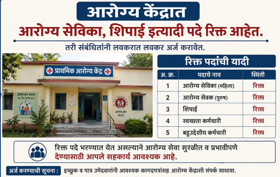 Health worker, peon Bharti in Health Centre 2026